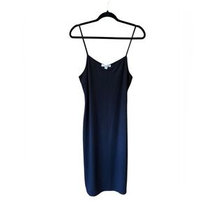 Charlotte Russe Say What? Black Ribbed Midi Slip Dress XL